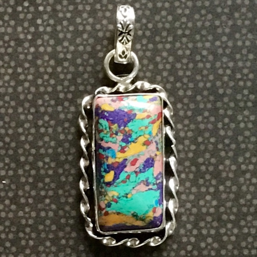 Rainbow Calsilica Gemstone Pendant Necklace